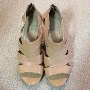 Nude colored wedges